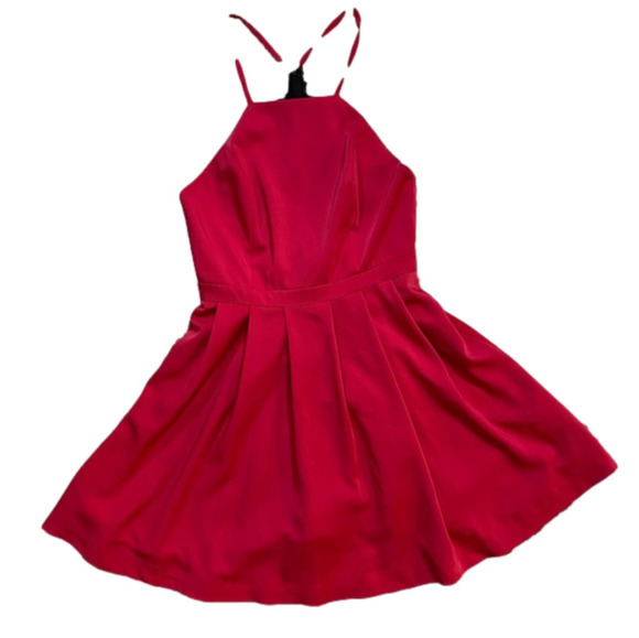 Revolve Lovers + Friends A line Hot Pink Black Lace Mini Dress Size Small - Picture 1 of 10